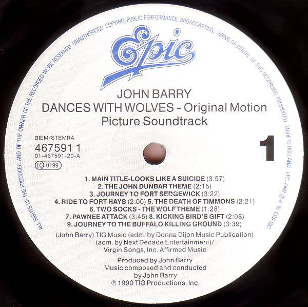 Dances With Wolves Original Motion Picture Soundtrack By John Barry 