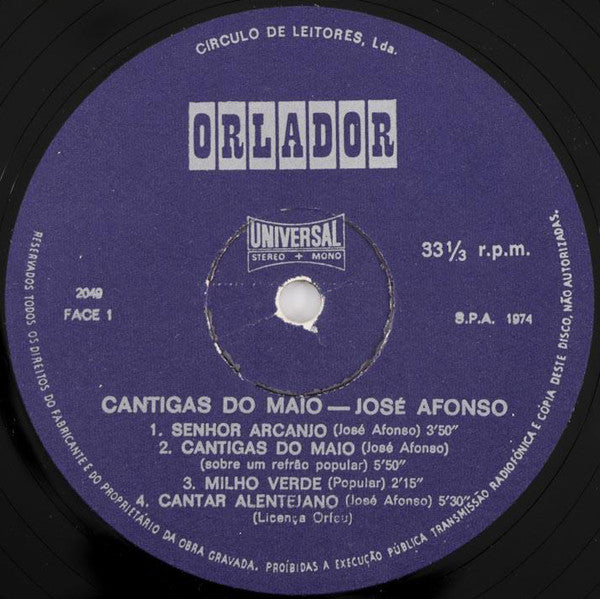 Cantigas Do Maio by José Afonso - Groovierecords.com – Groovie Records